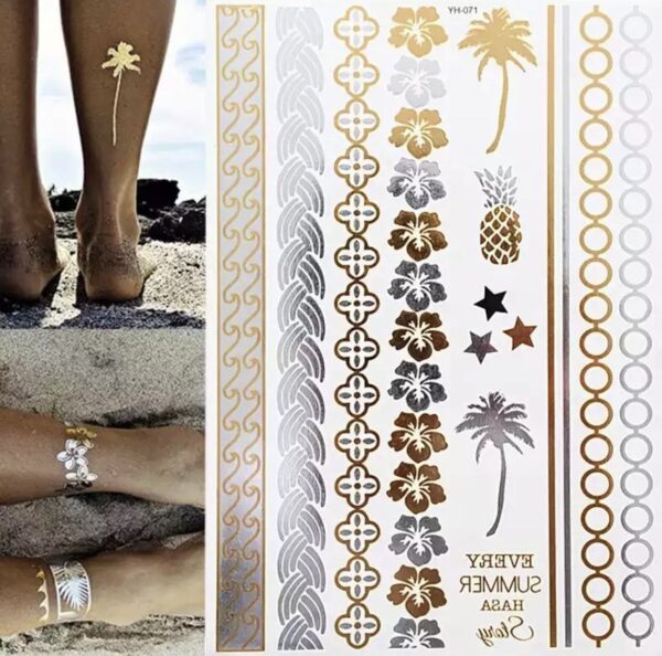 Metallic Waterproof Henna Design Temporary Tattoo