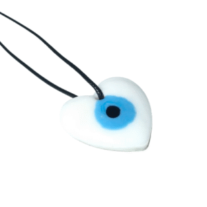Evil Eye White Heart Pendant