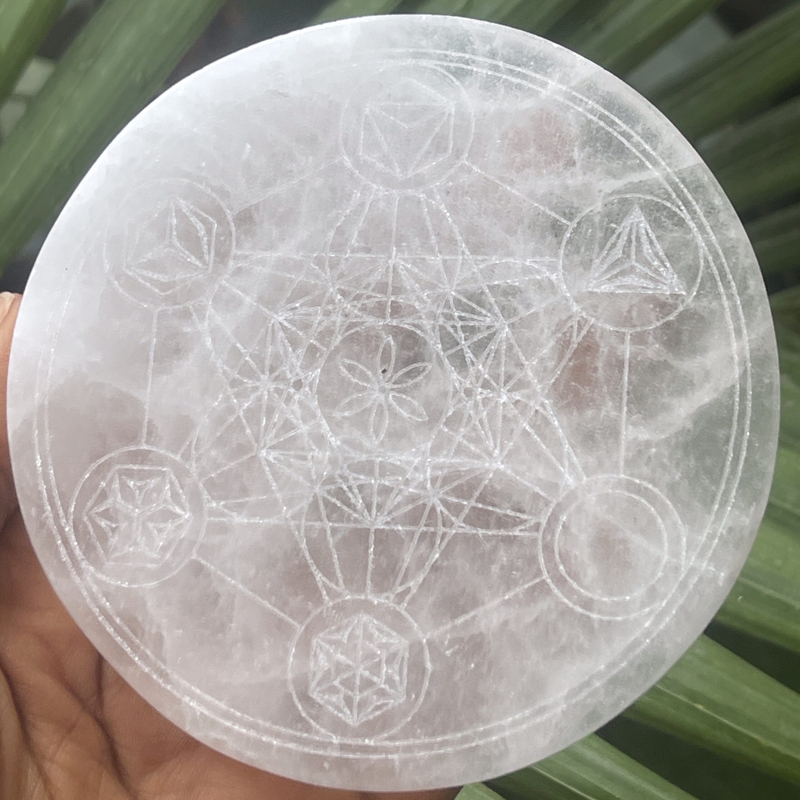 Selenite Metatron’s Cube Charging Plate 2 Selenite Metatron’s Cube Charging Plate