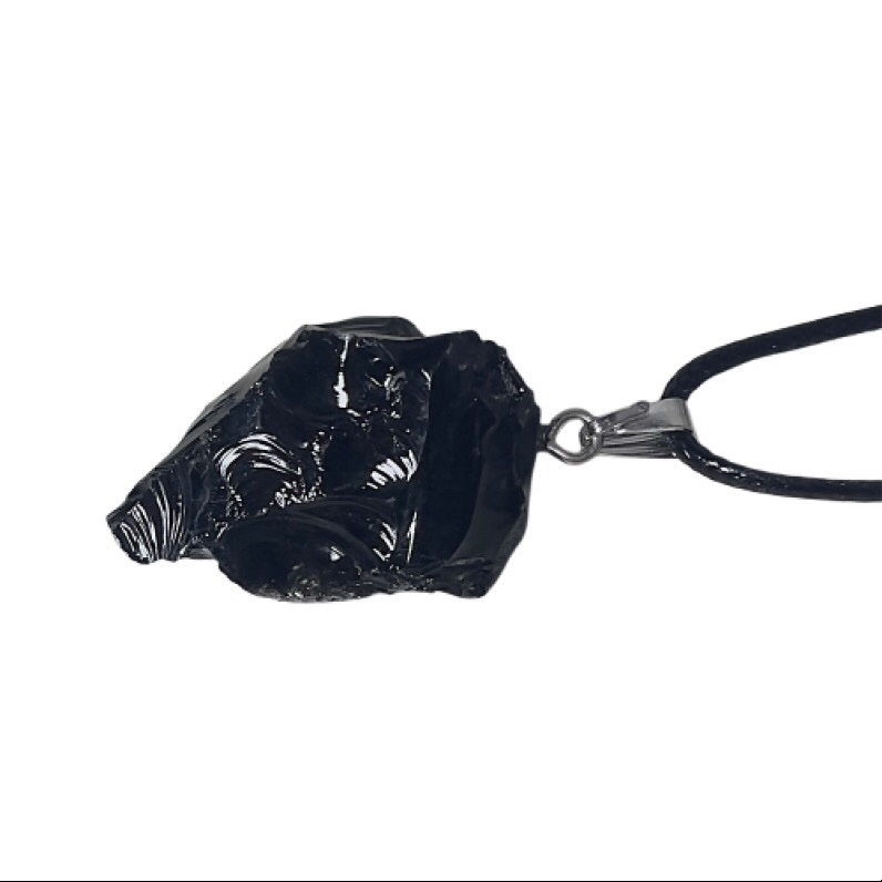Black Obsidian Crystal Pendant 1 Black Obsidian Crystal Pendant