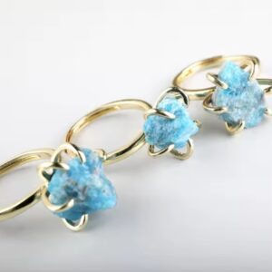 Blue Apatite Crystal Ring 1pc